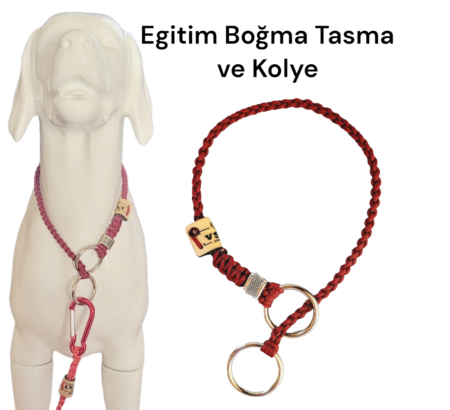 Köpek Egitim Tasma Cift Halkalı Klasik Model Bordo